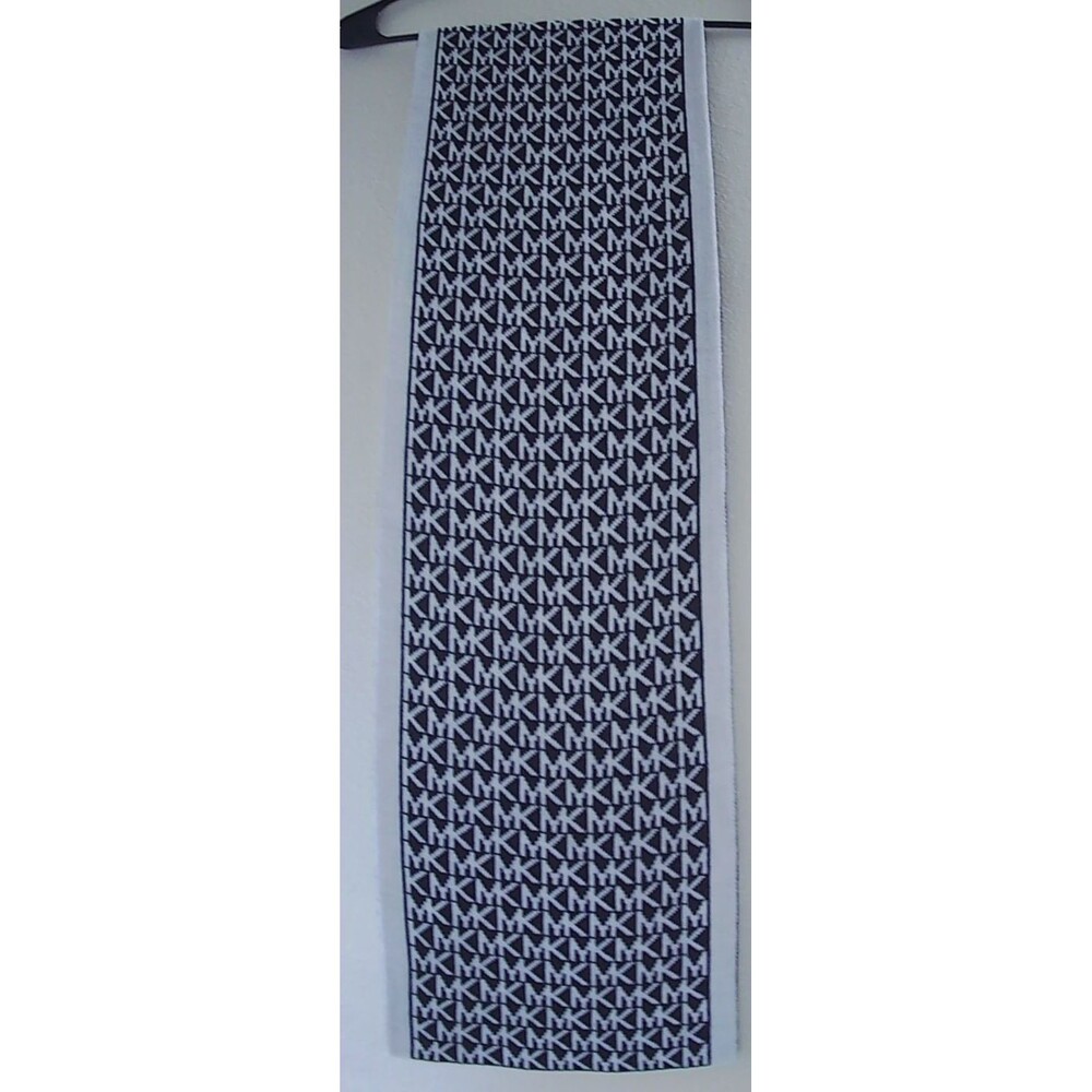Michael Kors Black & White MK Logo Monogram Scarf 100% Acrylic MSRP $58